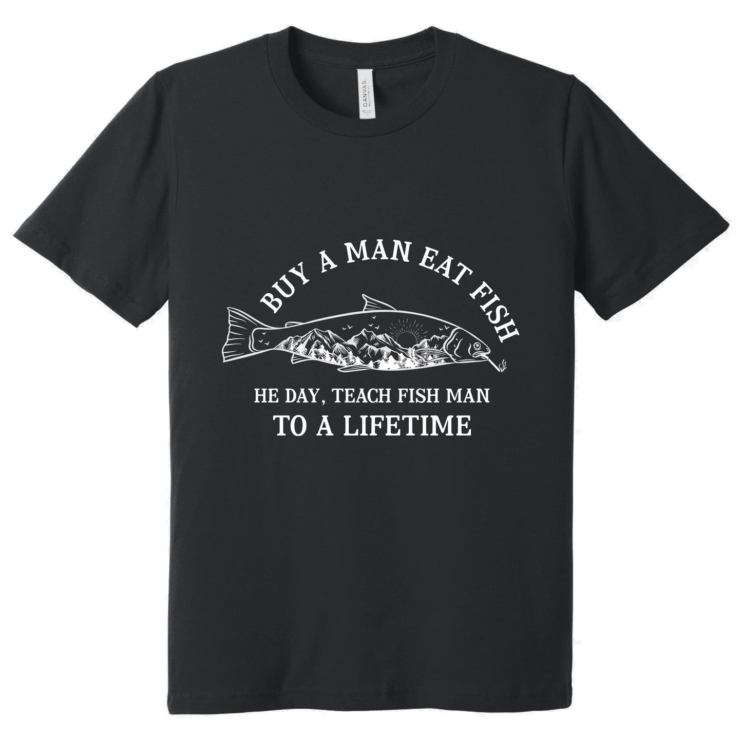 Buy A Man Eat Fish Tee, T-shirt Gifts For Dad, Father's Day Tee VTM18DNV