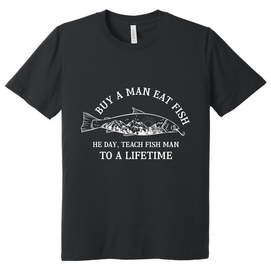 Buy A Man Eat Fish Tee, T-shirt Gifts For Dad, Father's Day Tee VTM18DNV