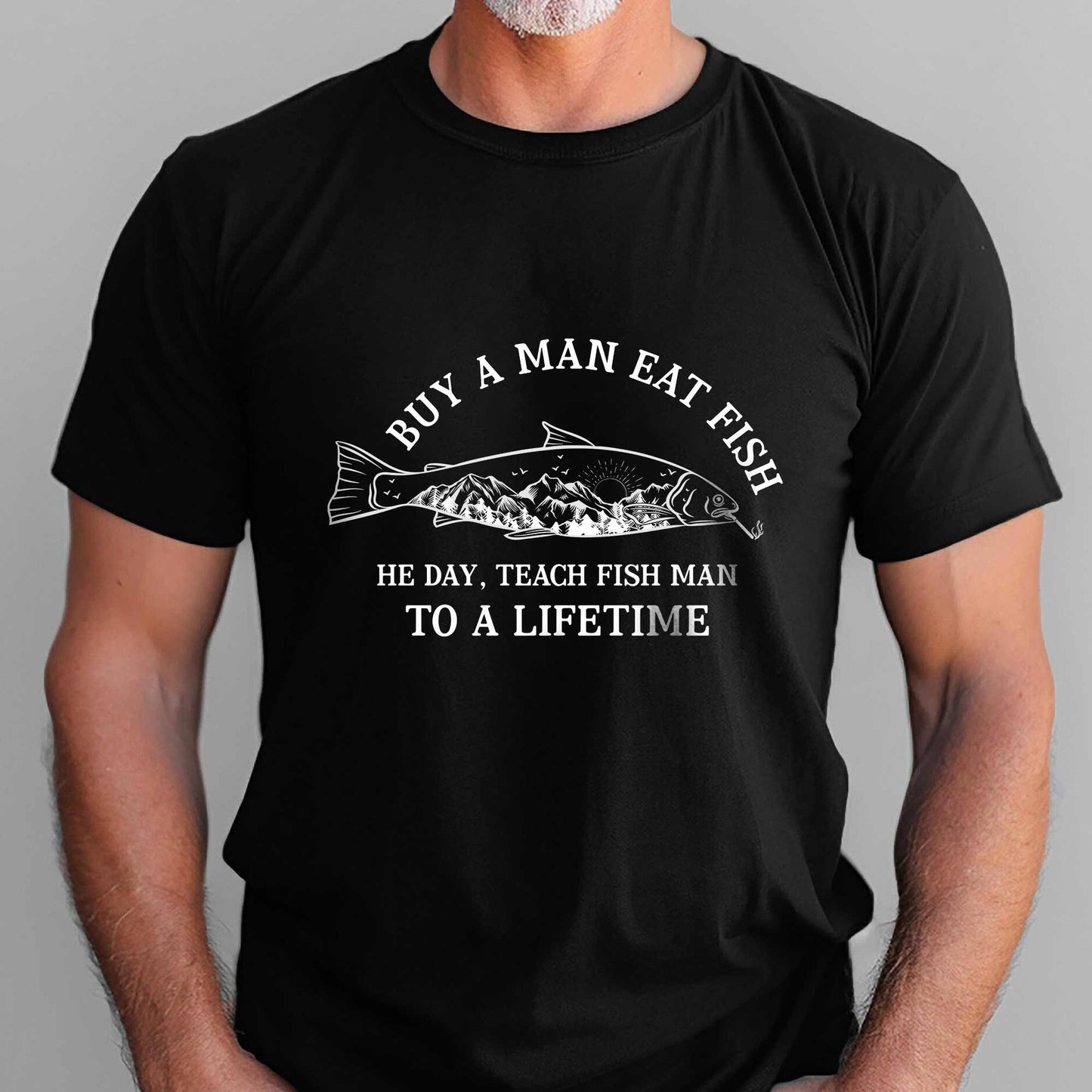 Buy A Man Eat Fish Tee, T-shirt Gifts For Dad, Father's Day Tee VTM18DNV